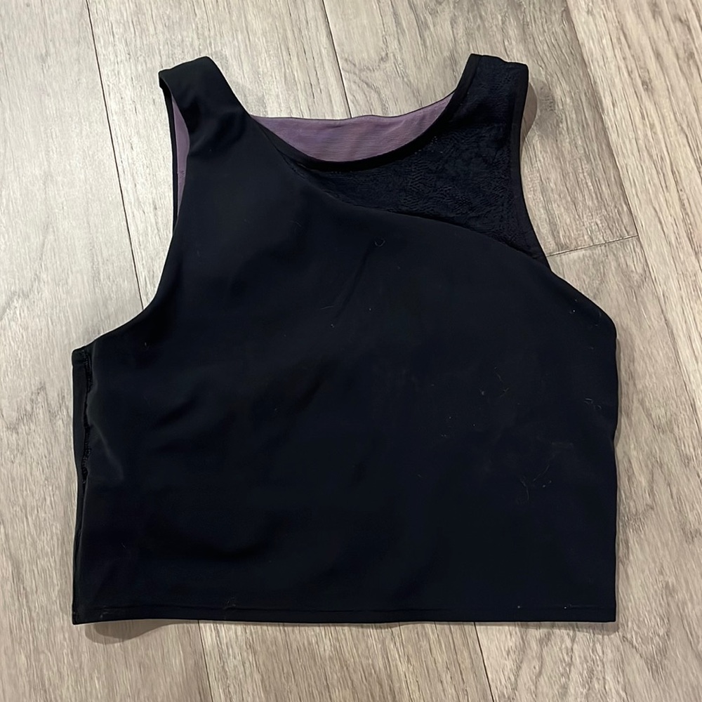 ATHLETA Conscious Mesh Crop Bra D-DD, Black, Size S
